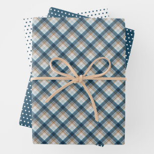 Elegant Plaid And Polka Dots Art Wrapping Paper Sheet