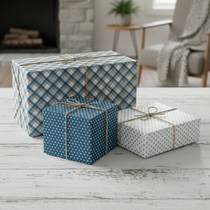 Elegant Plaid And Polka Dots Art Wrapping Paper Sheet