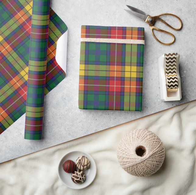Elegant Plaid Bright Clan Buchanan Tartan Wrapping Paper (Crafts)