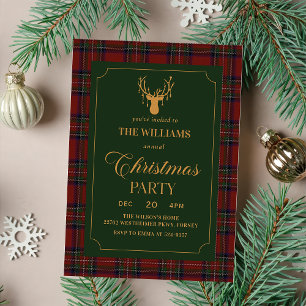 Elegant Plaid Christmas Party Invitation
