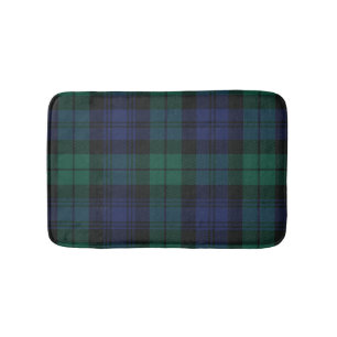 Elegant Plaid Classic Rustic Green Tartan Bath Mat