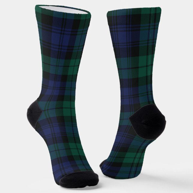 Elegant Plaid Classic Rustic Green Tartan Socks (Angled)