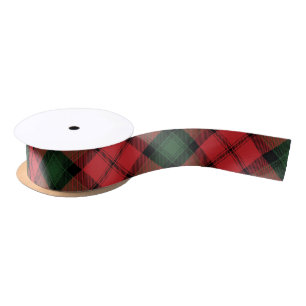 Elegant Plaid Kerr Red Green Classic Tartan Satin Ribbon