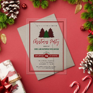 Elegant Plaid Pattern Christmas Tree Holiday Party Acrylic Invitations