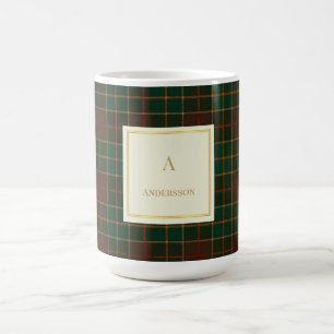 Elegant Plaid Pattern Monogram Custom Mug