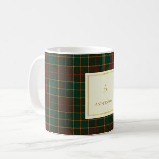 Elegant Plaid Pattern Monogram Custom Name Mug
