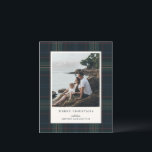 Elegant Plaid Photo Budget Christmas Card<br><div class="desc">Modern Christmas card featuring a timeless design with your favorite photo over a muted navy blue and green plaid background along with the greeting,  "Merry Christmas".  Use the template to add your personalized message.</div>