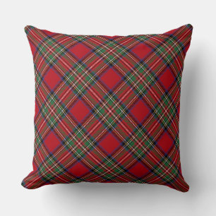 Elegant Plaid Red Green Stewart Tartan Cushion