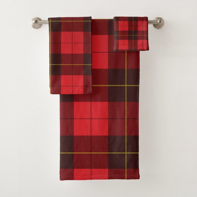 Elegant Plaid Rustic Farmhouse Tartan Bath Towel Set (Insitu)