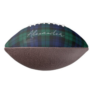 Elegant Plaid Script Green Tartan Personalised Football