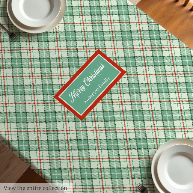 Elegant Plaid Tablecloth Custom Name Holiday Decor (Elegant Plaid Tablecloth Custom Name Holiday Decor)