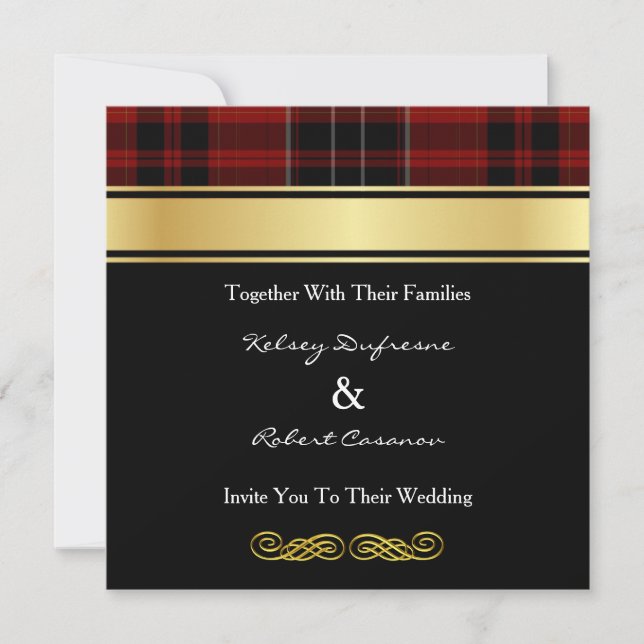 Elegant Plaid Wedding Invitation (Front)