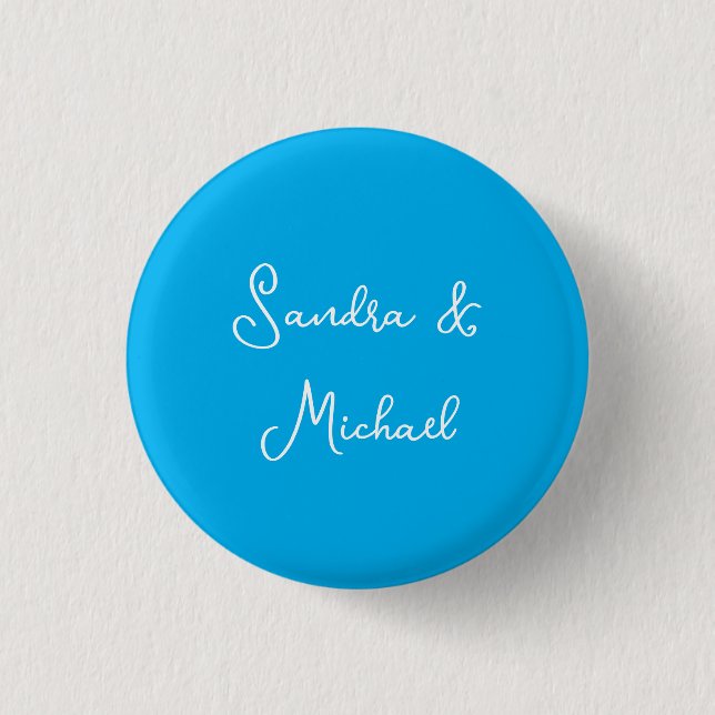 Elegant Plain Azure Blue Personalised Custom 3 Cm Round Badge (Front)