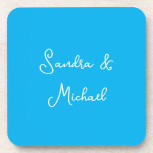 Elegant Plain Azure Blue Personalised Custom Coaster