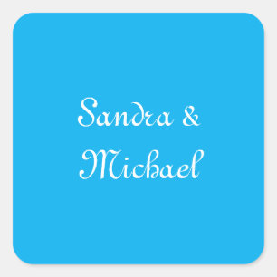 Elegant Plain Azure Blue Personalised Custom Square Sticker
