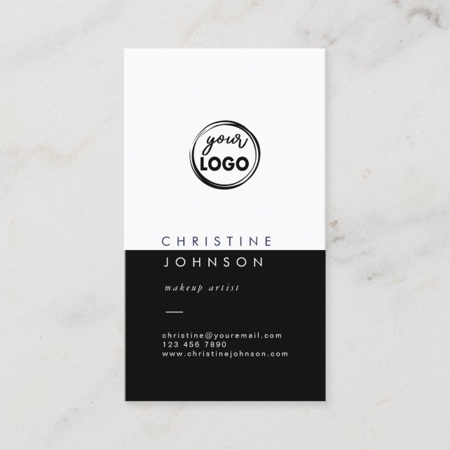 elegant plain black and white business card (Front)