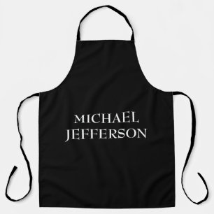 Elegant Plain Black White Personalised Custom Apron