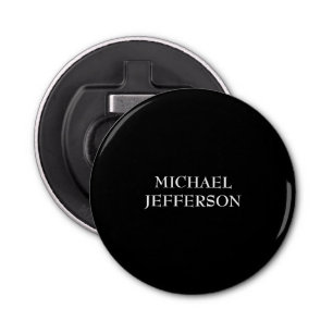Elegant Plain Black White Personalised Custom Bottle Opener