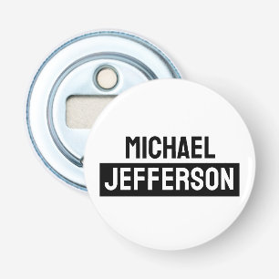 Elegant Plain Black White Personalised Custom Bottle Opener