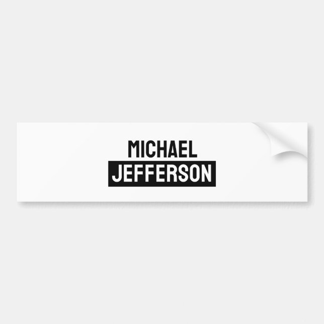 Elegant Plain Black White Personalised Custom Bumper Sticker (Front)