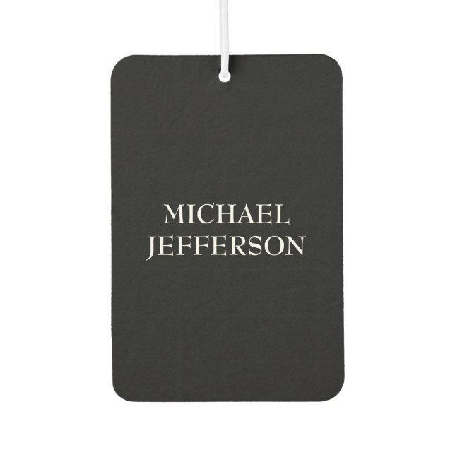 Elegant Plain Black White Personalised Custom Car Air Freshener (Front)