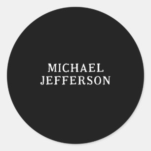 Elegant Plain Black White Personalised Custom Classic Round Sticker
