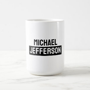 Elegant Plain Black White Personalised Custom Coffee Mug