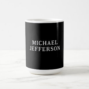 Elegant Plain Black White Personalised Custom Coffee Mug