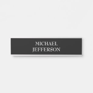 Elegant Plain Black White Personalised Custom Door Sign