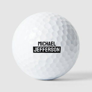 Elegant Plain Black White Personalised Custom Golf Balls