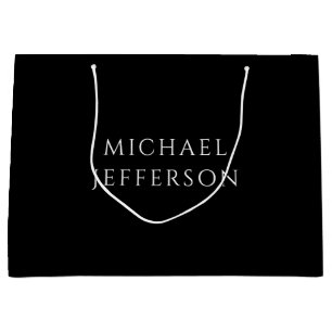 Elegant Plain Black White Personalised Custom Large Gift Bag