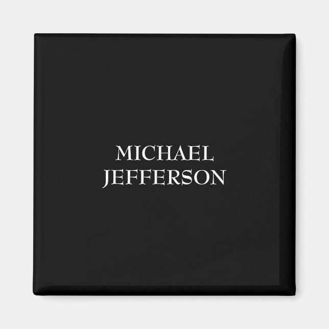Elegant Plain Black White Personalised Custom Magnet (Front)