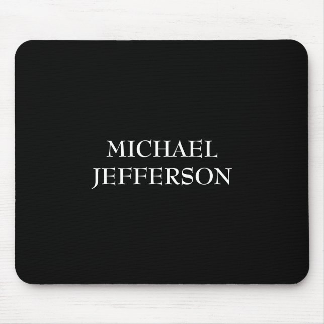Elegant Plain Black White Personalised Custom Mouse Pad (Front)