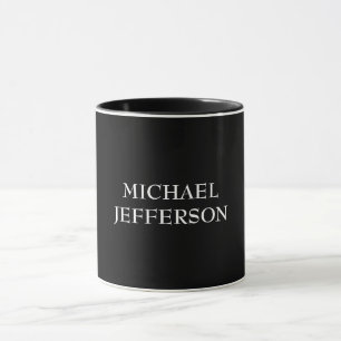 Elegant Plain Black White Personalised Custom Mug