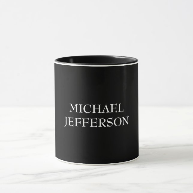 Elegant Plain Black White Personalised Custom Mug (Center)