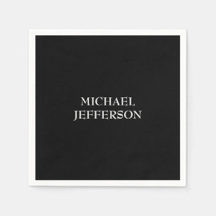 Elegant Plain Black White Personalised Custom Napkin