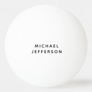 Elegant Plain Black White Personalised Custom Ping Pong Ball