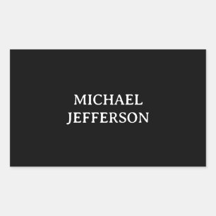 Elegant Plain Black White Personalised Custom Rectangular Sticker
