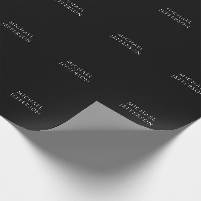 Elegant Plain Black White Personalised Custom Wrapping Paper (Corner)