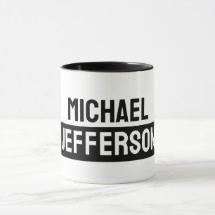 Elegant Plain Black White Personalized Custom Mug