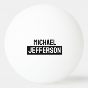 Elegant Plain Black White Personalized Custom Ping Pong Ball