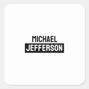 Elegant Plain Black White Personalized Custom Square Sticker
