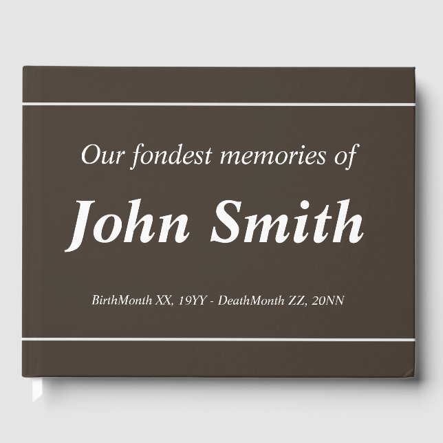 Elegant & Plain Condolences Guestbook (Front)