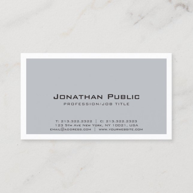 Elegant Plain Creative Grey White Design Modern Business Card (Front)
