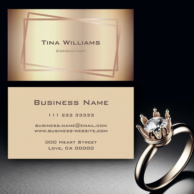 Elegant Plain Gold Design Modern Frames Consultant Business Card (Creator Uploaded)
