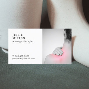 Elegant Plain Massage Therapist with photo Business Card