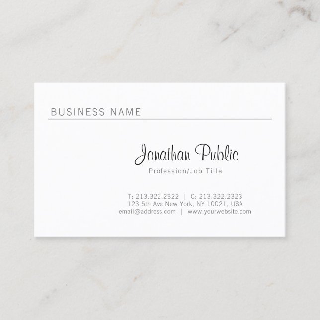 Elegant Plain Minimalistic Sleek Professional Luxe Business Card (Front)
