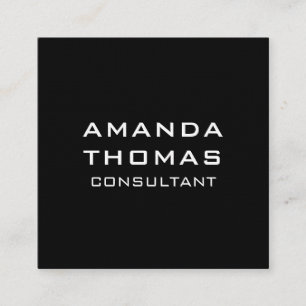 Elegant Plain Modern Minimalist Black Professional Square Business Card