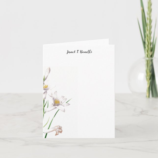 Elegant Plain Professional Calligraphy Floral Note Card (Front)