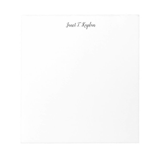 Elegant Plain Professional Handwriting Notepad (Front)